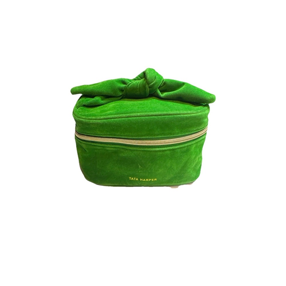 Tata Harper Green Velvet Cosmetic Bag - Never Used -‎ 7" X 4" X 5"